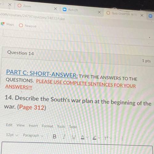 Describe the South's war plan at the beginning of the war