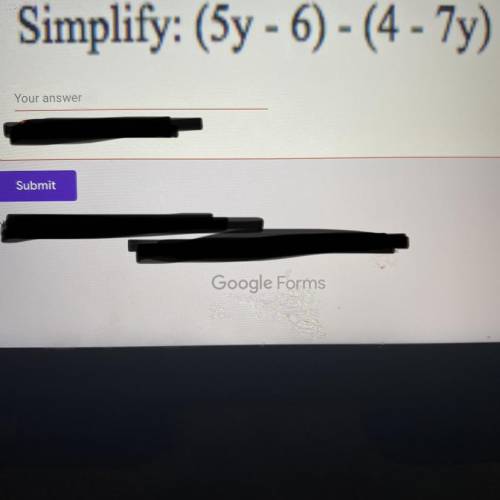 Simplify (5y-6)-(4-7y)