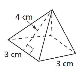 A square pyramid is shown. What is the surface area of the pyramid? Enter your answer in the box.