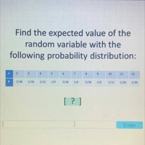 Pls help !

find the expected value of the random variable with the following probability distribu