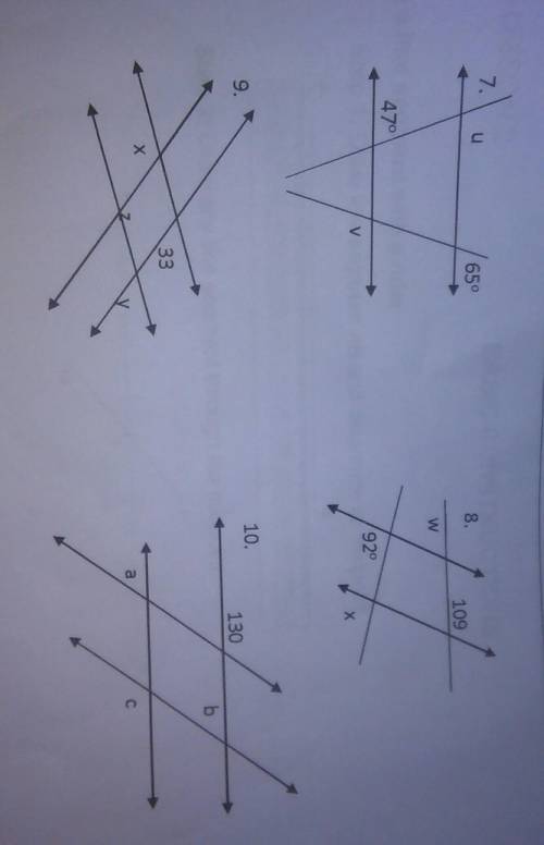 Determine the measures of the angles marked with letters. Lined with arrowheads are parallel. (Note