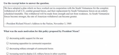 What was the main motivation for this policy proposed by President Nixon