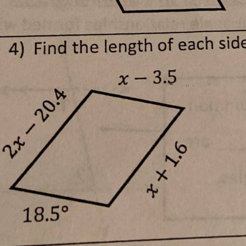 4) Find the length of each side. Please help ASAP. I NEED it. I’m begging you!!