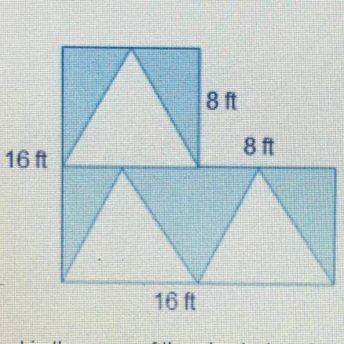 A composite figure has three congruent triangles removed from it.

What is the area of the shaded