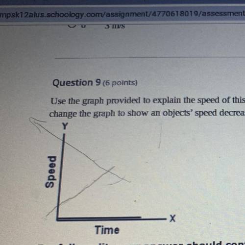Question 9 (6 points)

Use the graph provided to explain the speed of this object. Provide an exam