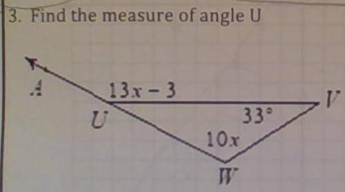 Find the measure of angle U