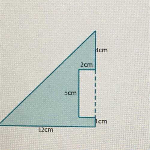 A rectangle is removed from a right triangle to create the shaded region shown below find the area