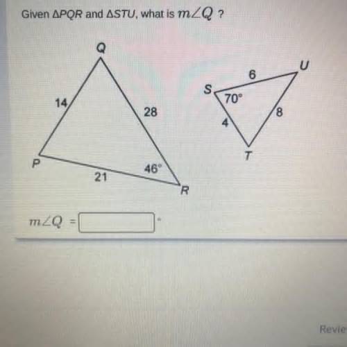 Given APQR and ASTU, what is mZQ ?