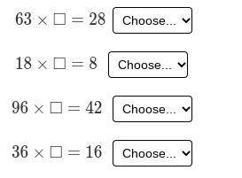 Choose Yes or No to tell if the fraction 4/9 will make each equation true.