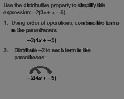 What is the simplified algebraic expression?
4x – 5
–8x – 5
–8x + 10
–8x – 10