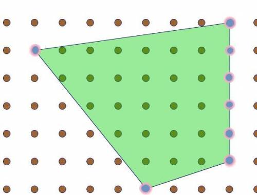 Find the area of the shaded region using Pick's Theorem.

A. 25
B. 42
C. 18
D. 27