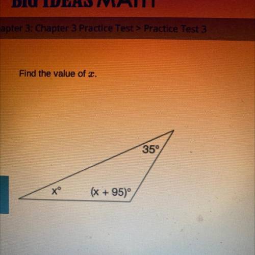 Find the value of 2.
35°
xº
(x + 95)°