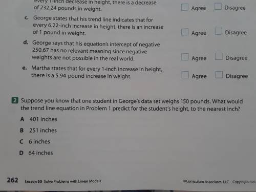 suppose you known that one student in george data set weight 150 pounds. What would the trend line