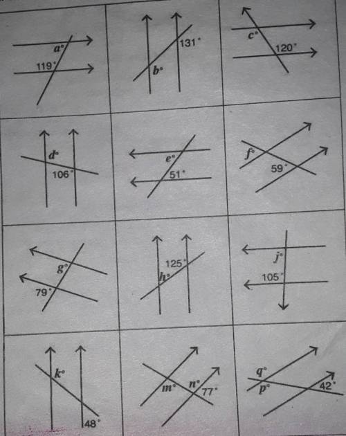 calculate the sides of each of these angles marked with letters. Give reasons for your answer by st