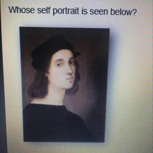 Whose self

portrait is seen below?
a.
Raphael
b.
Michelangelo
C.
Leonardo da Vinci
d
Donatello