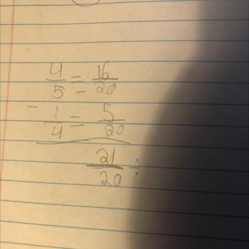 How to solve improper fraction of 4/5 - 1/4???