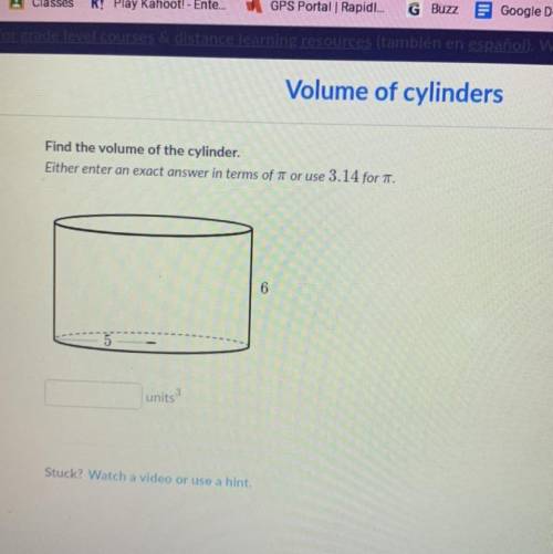 Find the volume of the cinde
Etter enter andere inters of Tore 3.14
￼units 5 and 6
