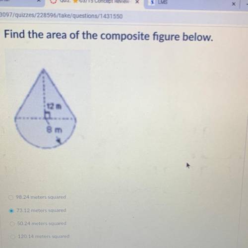 Find the area of the composite figure below.