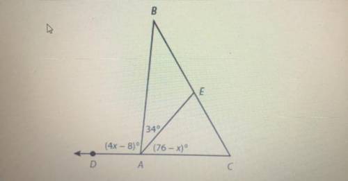 Find the value of x in the diagram below.
Show your work