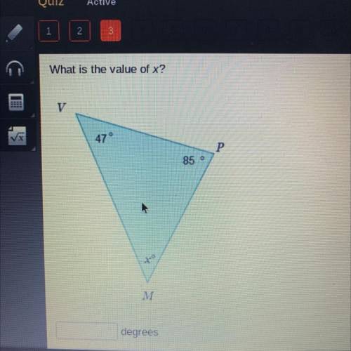 What is the value of x?
degrees
