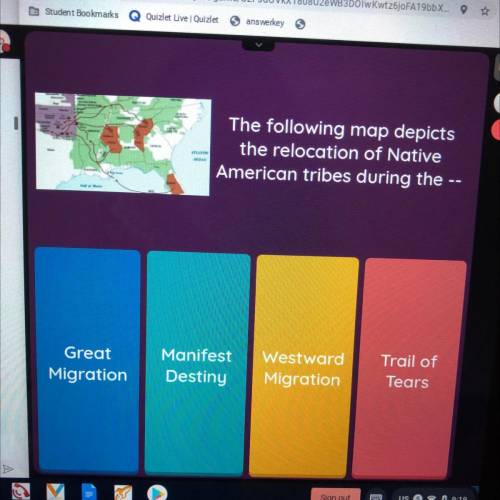 The following map depicts
the relocation of Native
American tribes during the --