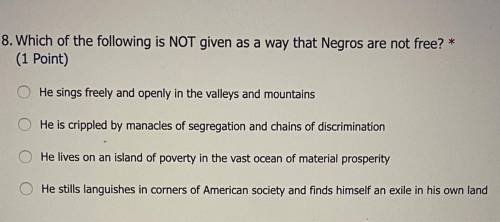 Which of the following is NOT given as a way that Negros are not free