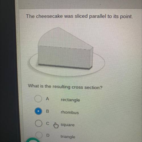 What is the resulting cross section if the cheesecake was sliced parallel to its points?