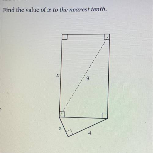 Find the value of x to the nearest tenth 
X= 
PLS HELP