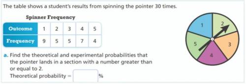 1- What is the THEORETICAL PROBABILITY that the pointer lands in a section with a number greater th