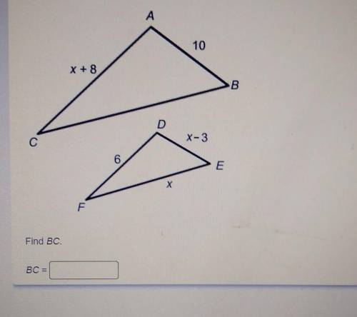 Please help!:( ABC and DEF are similar trianglesFind BC​
