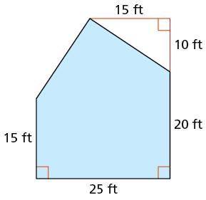 The figure shows the dimensions of the side of a house. Find the area on the side of the house.