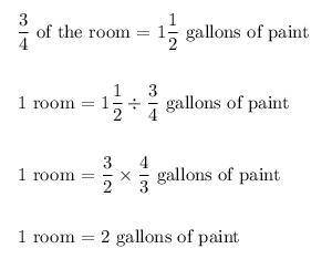 A painter uses 1 1/2 gallons￼ of paint to cover 3/4 of a wall. At this rate, how many gallons of

p