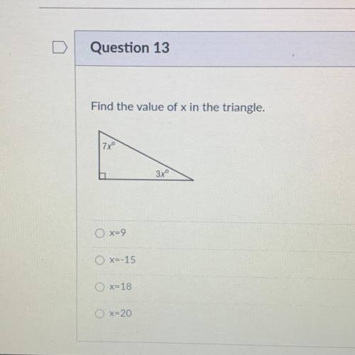 ANSWER ASAP FOR BRAINIEST AND 100 POINT ASAP
Find the value of x in the triangle.
