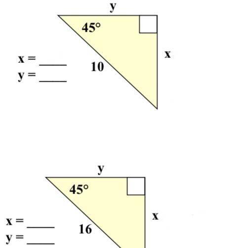 Please help me find the Special case triangle find x and y
