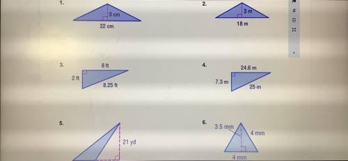 Determine the area of each triangle.