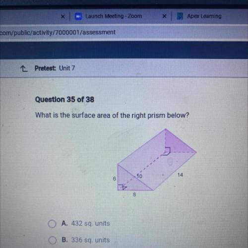 What is the surface area of the right prism below?