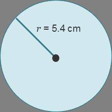 Use the circle to answer the questions

The diameter is (A. 3.1 B. 5.4 C. 10.8 D. 16.2) cm.
The ci