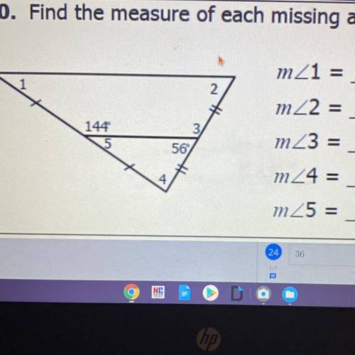 Find the measure of each missing angle .