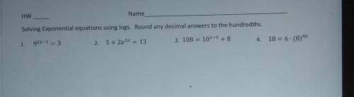 Solving exponential equation using log round and a decimal answer to the hundred​