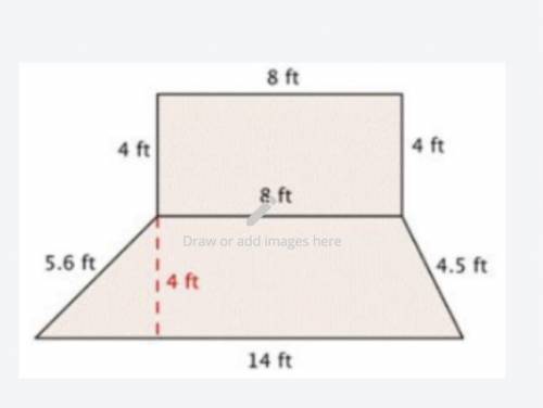 What is the total area of the shape shown? All units are in feet