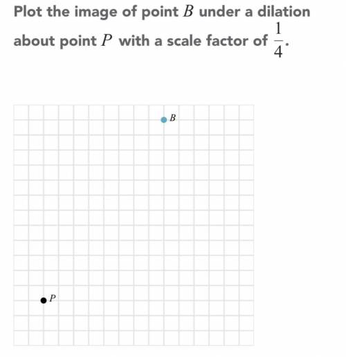 Plot the image of point B under a dilation about point with a scale factor of 1/4, will report wron