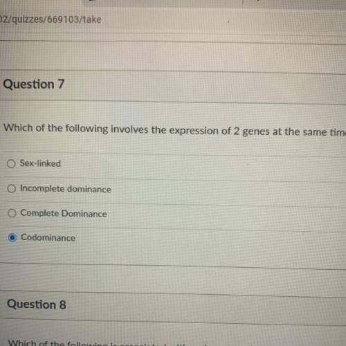 Which of the following involves the expression of 2 genes at the same time?

O Sex-linked
Incomple