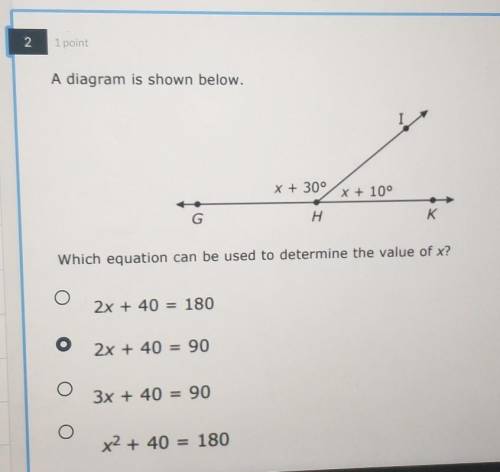 Which equation can be used to determine the value of x?​