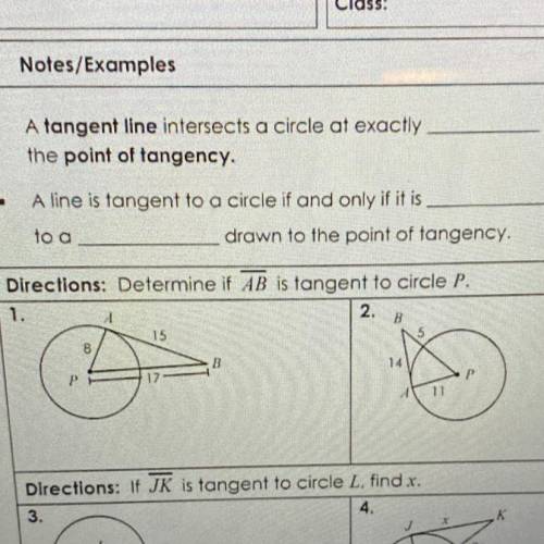 Determine if AB is tangent to circle P
#1 and #2