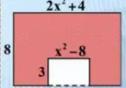 Write an expression that represents the area of only the red shaded region in terms of x
