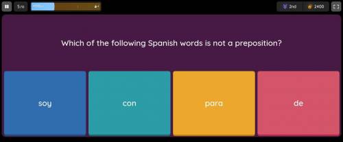 Which of the following Spanish words is not a preposition?