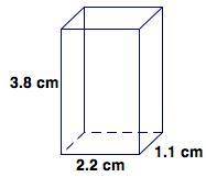 Estimate the surface area of the rectangular prism.
A) 28cm
B) 32cm
C) 64cm