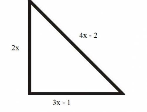 Find a single expression that represents the perimeter of the triangle.

A) x + 1
C) 3x − 1
B) 5x