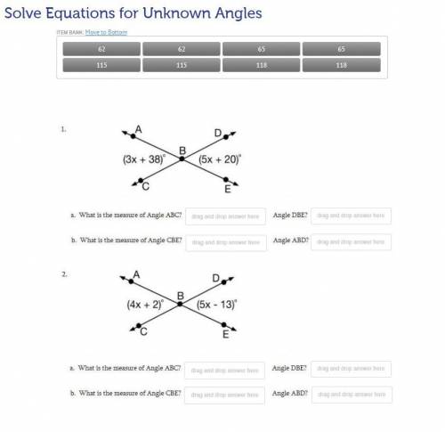 Hello! Can someone please help me with this?
Solve Equations for Unknown Angles