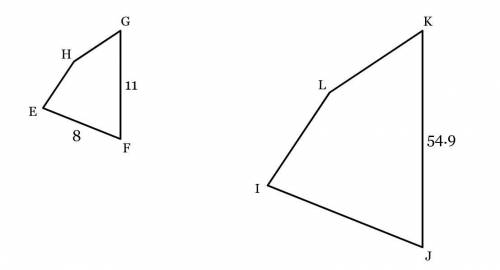 Quadrilateral EFGH is similar to quadrilateral IJKL. Find the measure of side IJ. Round your answer